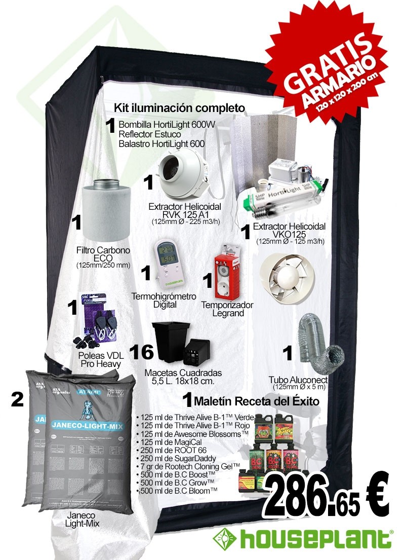 comprar kit cultivo + armario gratis