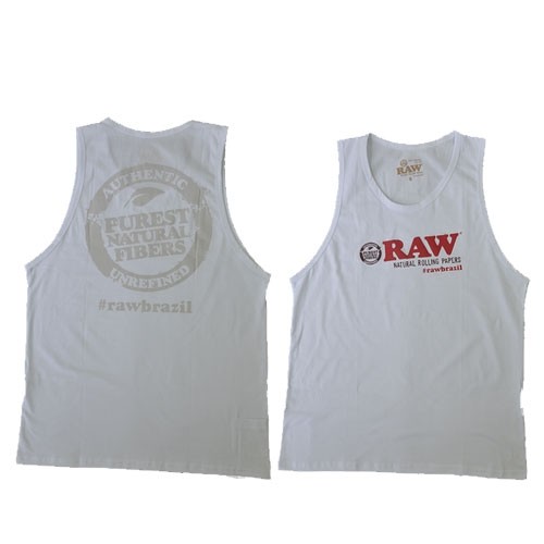 Camiseta Raw Brazil Blanca Sin Mangas 