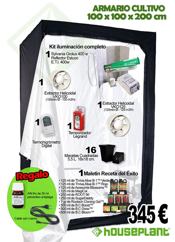 Kit de cultivo completo 100x100x200 cms