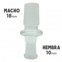 Adaptador de Vidrio de Borosilicato - MACHO 18mm - HEMBRA - 10mm